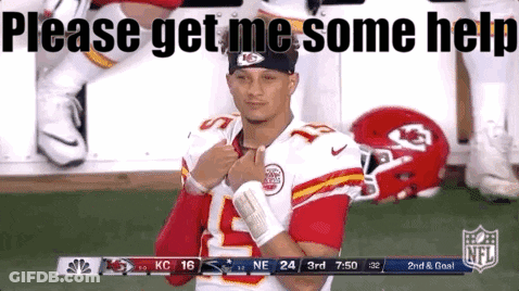 Man In Chiefs Jersey Hands On Chest GIF