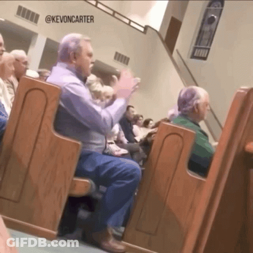 Man In Church Applauding @Kevoncarter GIF