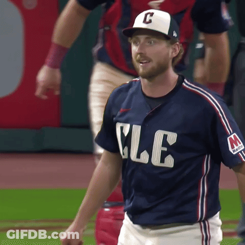 Man In CLE Jersey Standing On Field GIF
