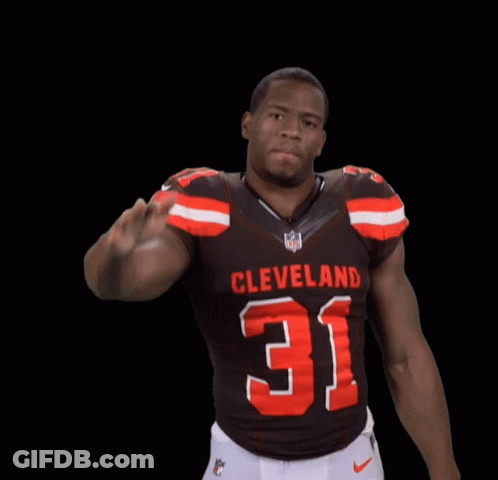 Man In Cleveland 31 Jersey Holding Up Hand GIF
