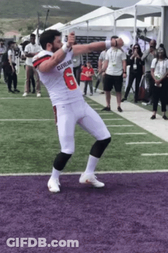 Man In Cleveland Browns Uniform Dancing GIF