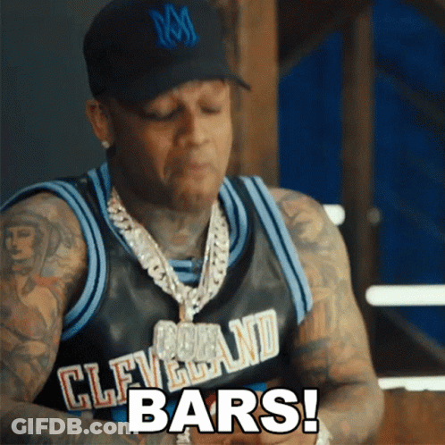 Man In Cleveland Jersey Saying Bars GIF