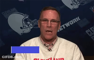 Man In Cleveland Shirt With Helmet GIF