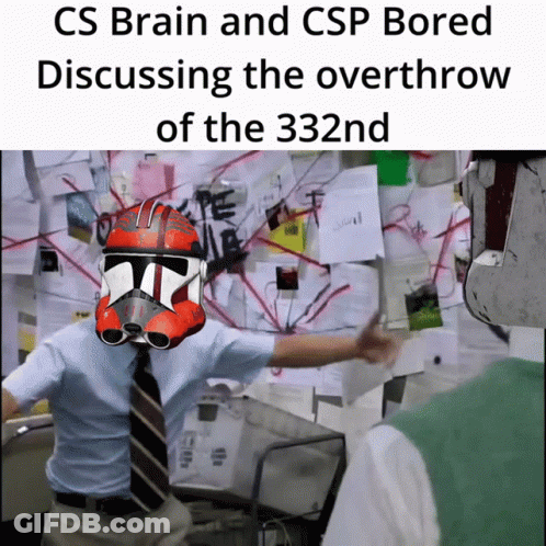 Man In Clone Trooper Helmet In Front Of CS Brain Bulletin GIF