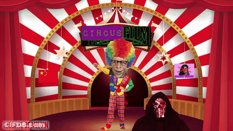 Man In Clown Costume At Circus Film Sign GIF