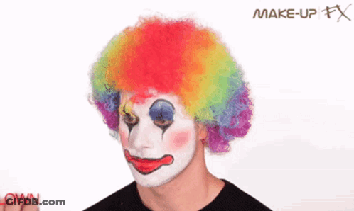 Man In Clown Costume With Makeup FX GIF