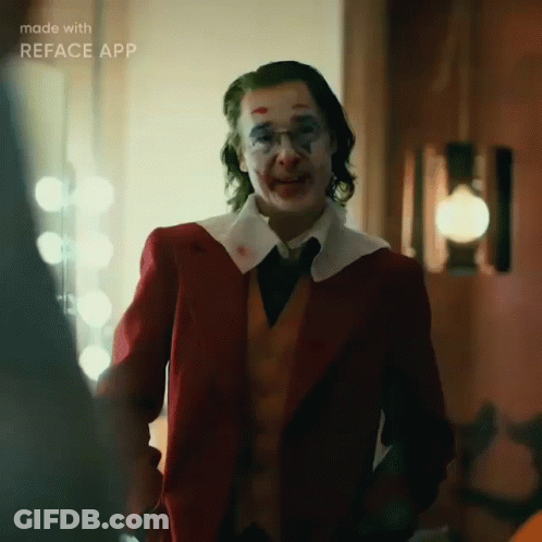 Man In Clown Costume With Reface App Text GIF