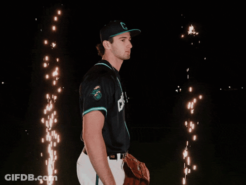 Man In Coasta Jersey Holding Baseball Glove GIF