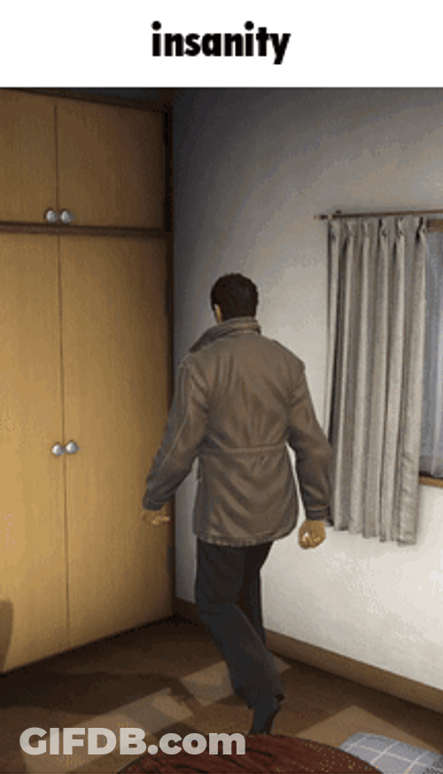 Man In Coat Insanity Circling Around GIF