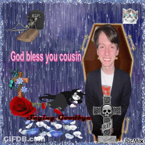 Man In Coffin God Bless You Cousin GIF
