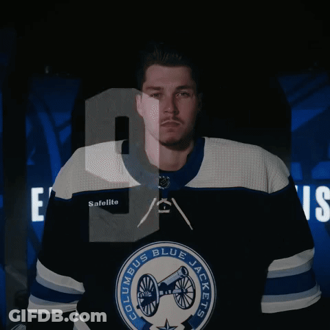 Man In Columbus Blue Jackets Jersey Number 90 GIF