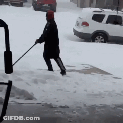 Man In Comical Slipping On Ice Moment GIF