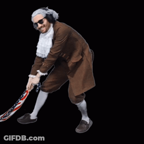 Man In Costume Pulling American Flag Saying The Week GIF