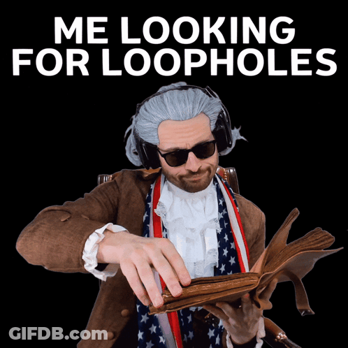 Man In Costume Reading Book Looking For Loopholes GIF
