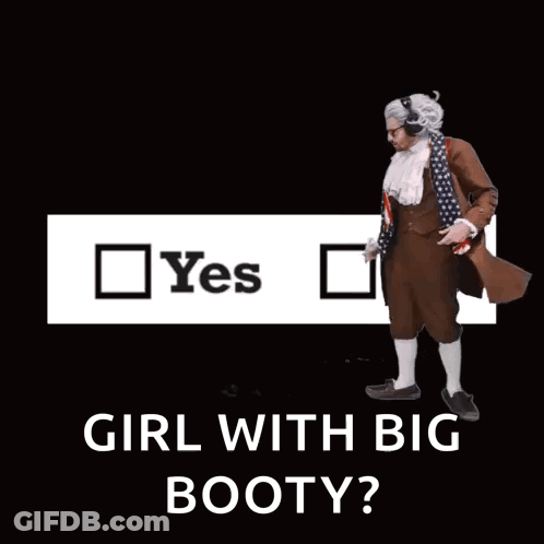 Man In Costume Standing In Front Of Yes Sign GIF