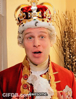 Man In Costume With Crown Saying Awesome GIF