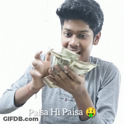 Man In Cotton Shirt Holding Money GIF