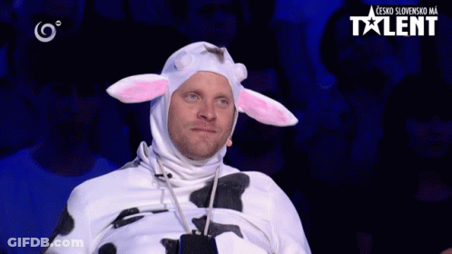 Man In Cow Costume On Talent TV Show GIF