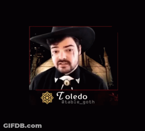 Man In Cowboy Hat And Bow Tie Named Toledo GIF