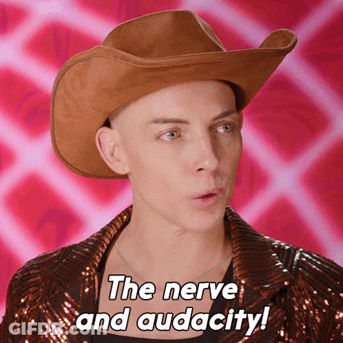 Man In Cowboy Hat And Jacket Says The Nerve GIF