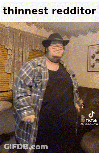 Man In Cowboy Hat And Plaid Shirt Says Thinnest Redditor GIF