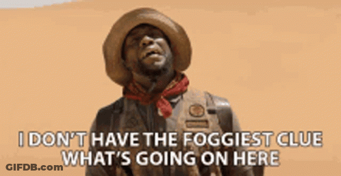 Man In Cowboy Hat And Scarf Says I Don't Have The Foggiest Club GIF