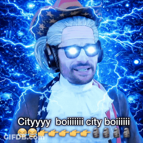 Man In Cowboy Hat And Sunglasses Says City GIF