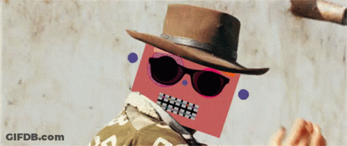 Man In Cowboy Hat And Sunglasses With Pink Box GIF