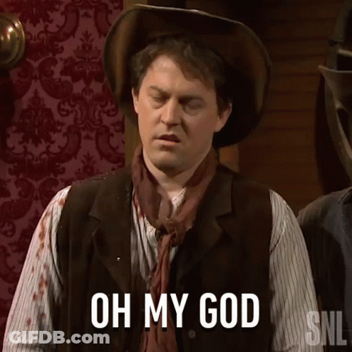 Man In Cowboy Hat And Vest Says Oh My God GIF