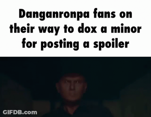 Man In Cowboy Hat Behind Danganronpa Fans Sign GIF