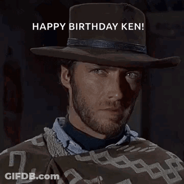 Man In Cowboy Hat Blowing Bubbles Happy Birthday Ken GIF