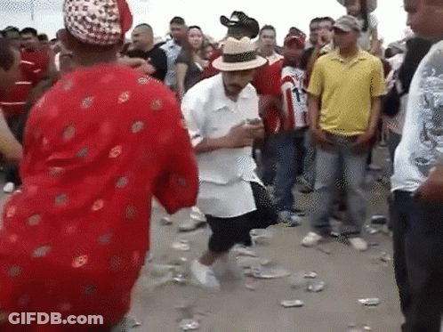 Man In Cowboy Hat Dancing In Crowd GIF