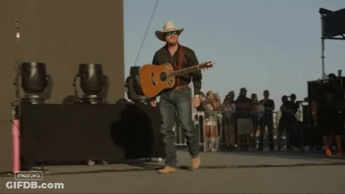 Man In Cowboy Hat Holding Guitar GIF