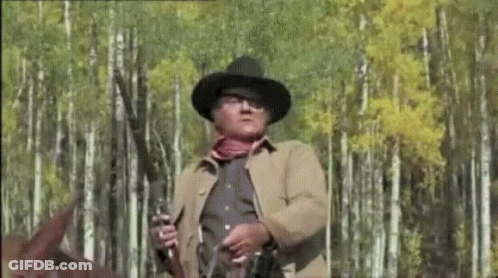 Man In Cowboy Hat Holding Gun GIF