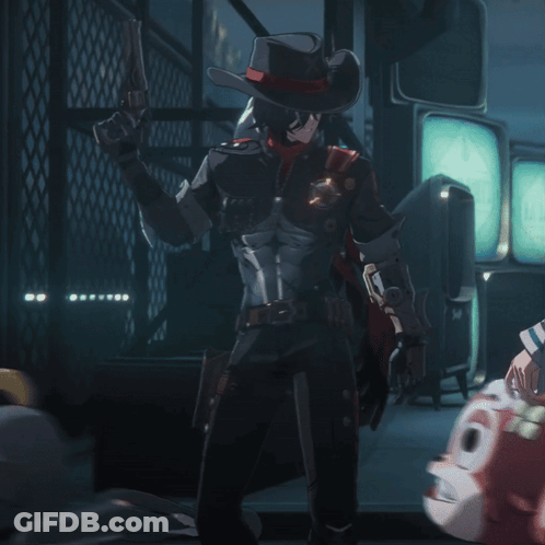 Man In Cowboy Hat Holding Gun GIF