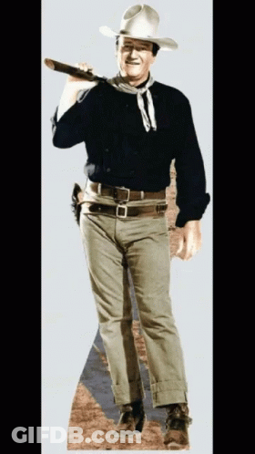 Man In Cowboy Hat Holding Stick GIF