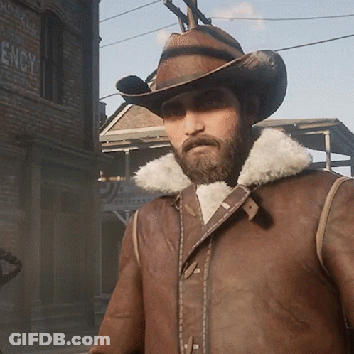 Man In Cowboy Hat In Front Of Engy Building GIF