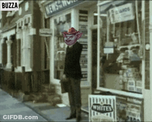 Man In Cowboy Hat In Front Of Store Selling Whites GIF