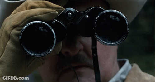 Man In Cowboy Hat Looking Through Binoculars GIF