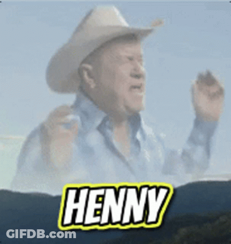 Man In Cowboy Hat Named Henny GIF