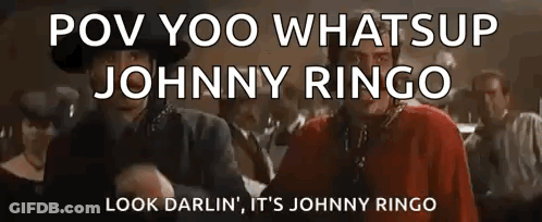 Man In Cowboy Hat Next To Man In Red Sweater GIF