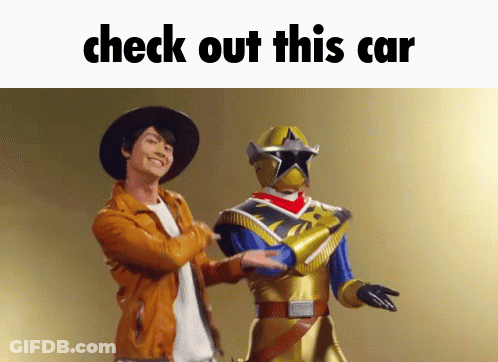 Man In Cowboy Hat Next To Superhero With Words Check Out This Car GIF