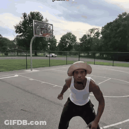 Man In Cowboy Hat On Basketball Court GIF