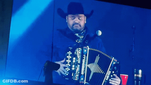 Man In Cowboy Hat Playing Accordion With Gabrielli GIF