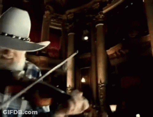 Man In Cowboy Hat Playing Violin GIF