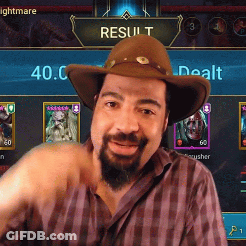 Man In Cowboy Hat Pointing At Result Screen GIF