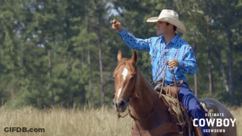Man In Cowboy Hat Riding Horse GIF