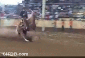 Man In Cowboy Hat Riding Horse On Dirt Track GIF