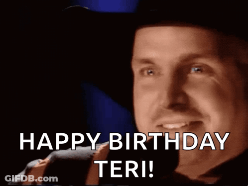 Man In Cowboy Hat Saying Happy Birthday Teri GIF