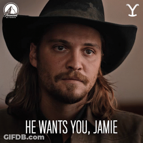 Man In Cowboy Hat Saying He Wants You Jamie GIF